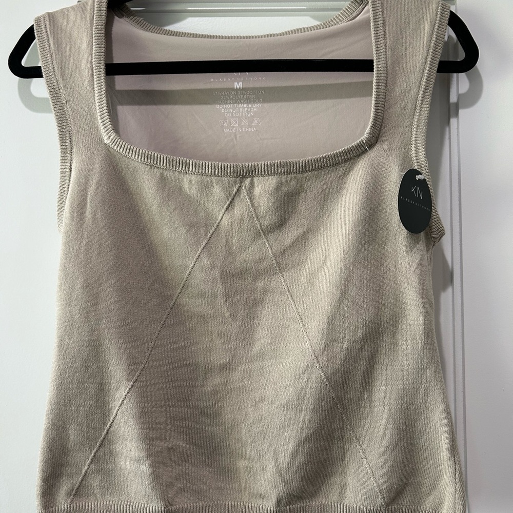 Klassy Network Beige Sleeveless Braless Top